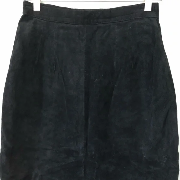 Vintage 80’s Gitano black suede midi pencil skirt SMALL - Picture 1 of 10